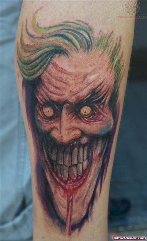 Scary Joker Head Tattoo