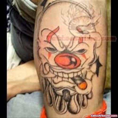 Joker Clown Tattoo On Leg