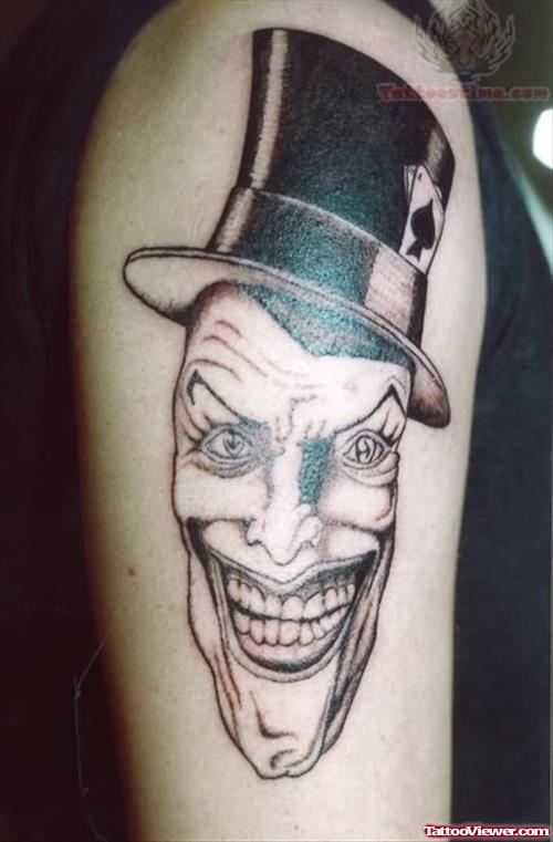 Joker With Hat Shoulder Tattoo