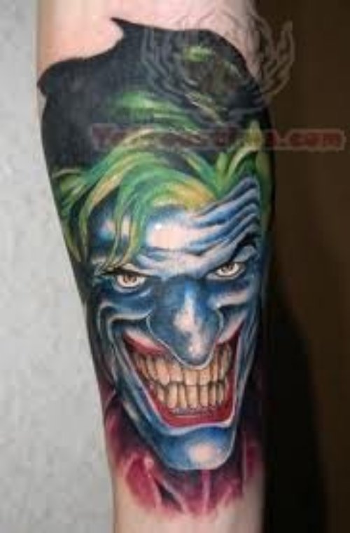 Blue Face Joker Tattoo