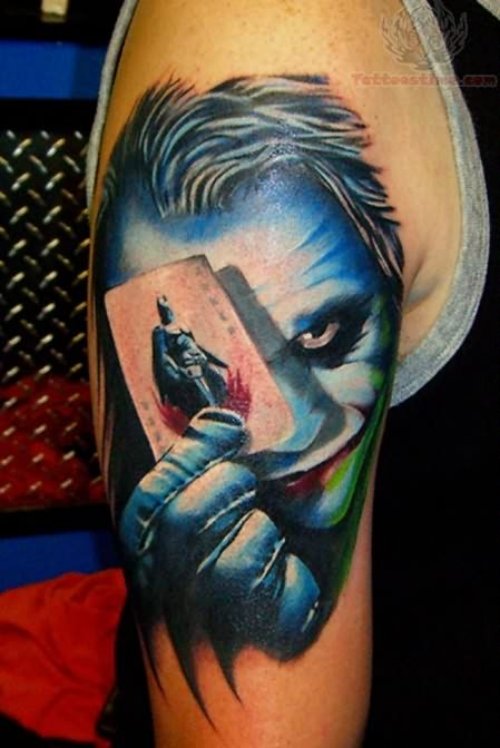 Joker Face And Playcard Tattoo