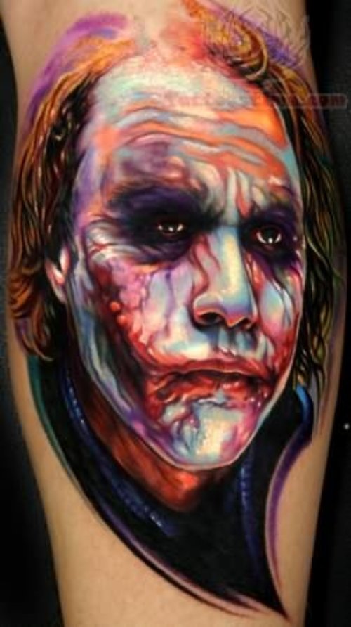Heath Joker Face Tattoo