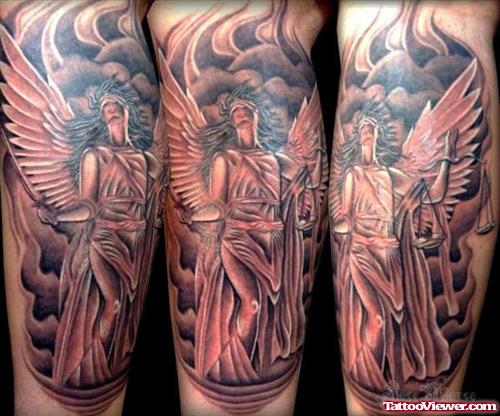 Greek Godess Justice Tattoo On Sleeve