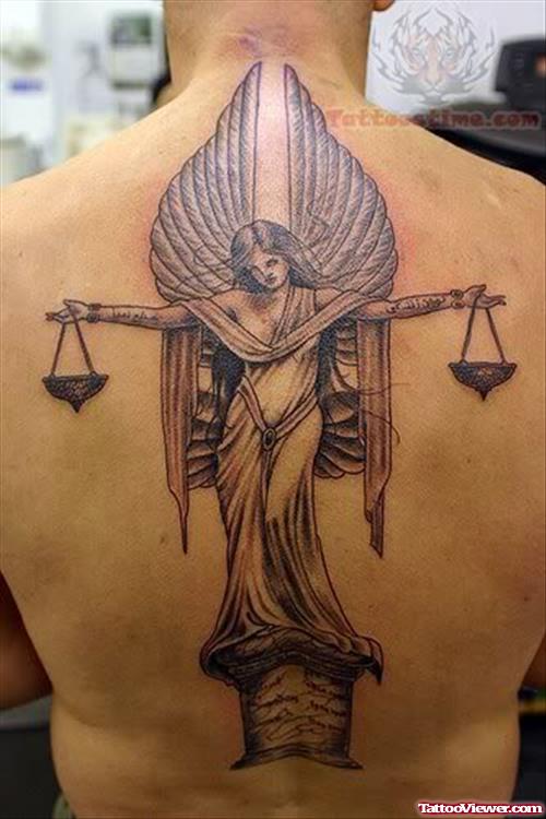 Angel of Justice Tattoo On Back