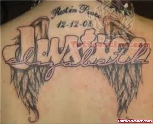 Winged Memorial Justice Tattoo