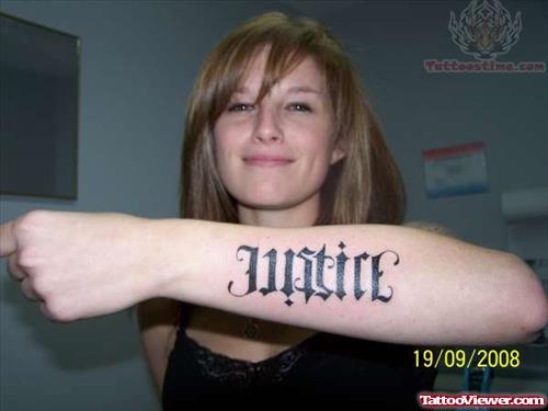 Ambigram Justice Tattoo