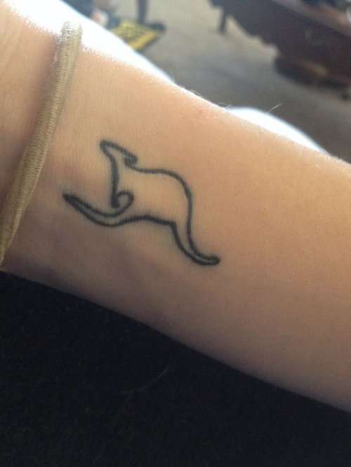 Outline Small Kangaroo Tattoo On Wrist