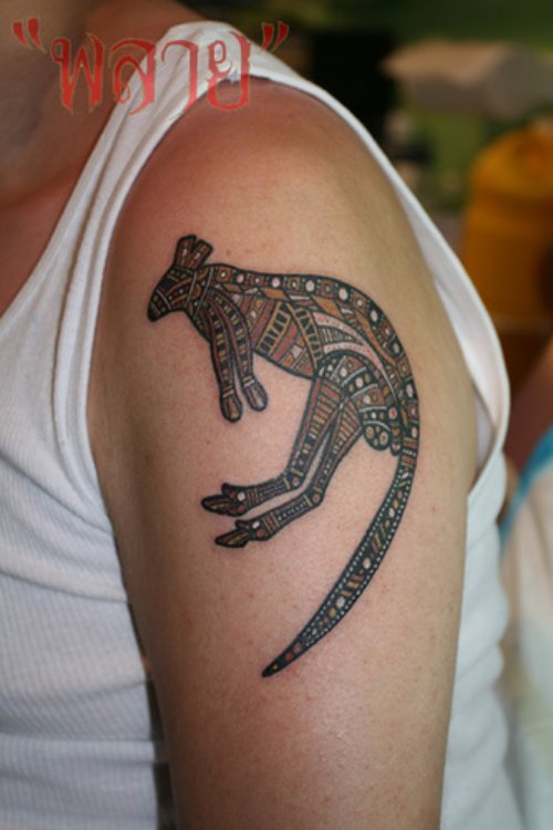 Left Half Sleeve Kangaroo Tattoo