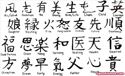 Kanji tattoo designs