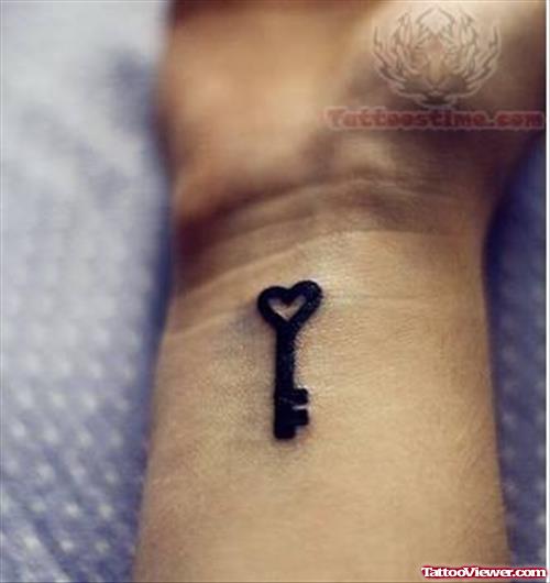 Small Key Tattoo On Wrist