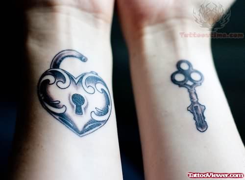 Lock And Key Tattoo On Wrist