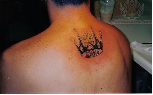 King Crown Tattoo On Upper Back