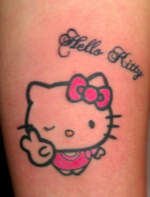 Awesome Hello Kitty Head Tattoo