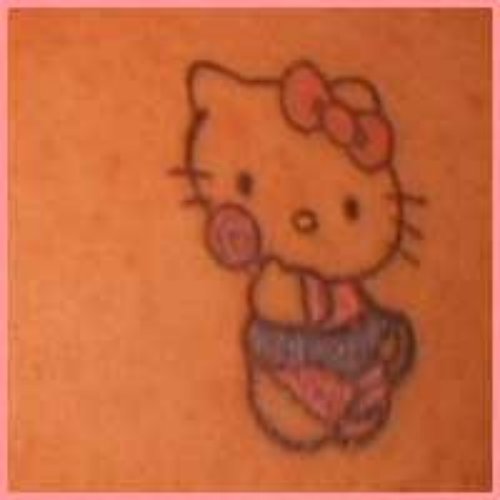 Attractive Colored Hello Kitty Tattoo