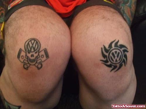 Danger Tattoo On Knee