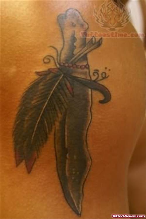 Indian Knife Tattoo On Back