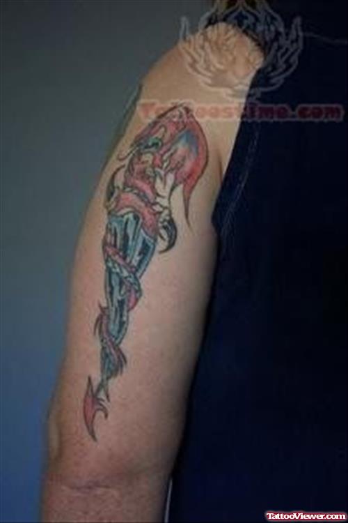 Dagger Tattoo On Muscle For Men