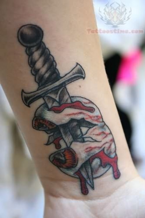 Knife Dagger Tattoo In Skull