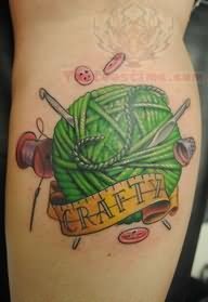 Crafty Green Yarn – Knitting Tattoo