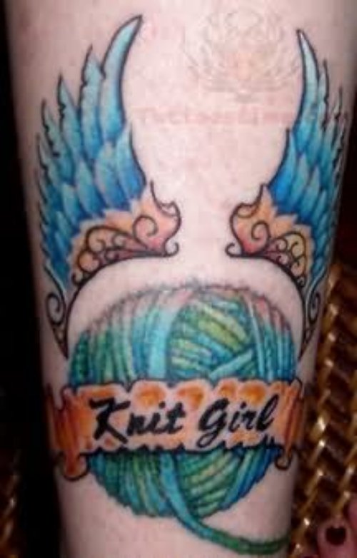 Knit Girl – Winged Yarn Tattoo