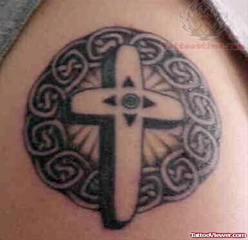 Celtic Cross Knot Tattoo  On Shoulder