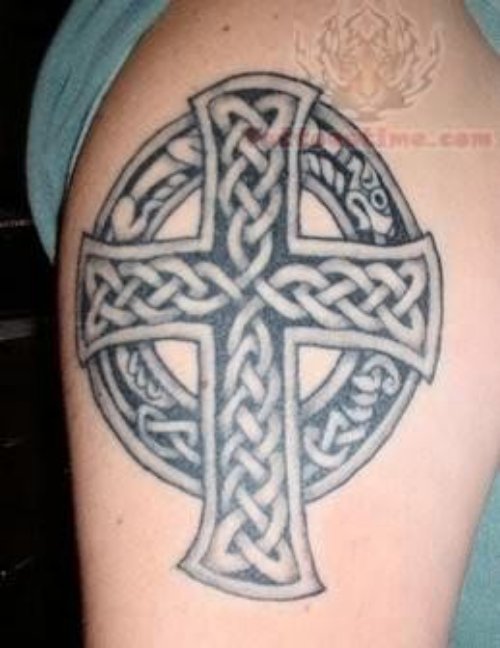 Cross Knot Tattoo Design On Shoulder