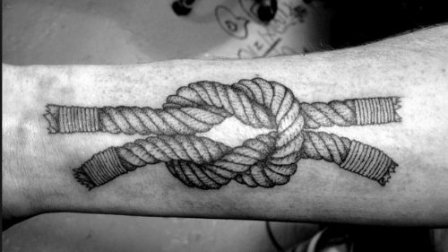 Sailing Rope Knot Tattoo On Leg