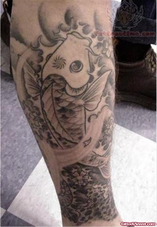 Koi Fish Tattoo On Leg