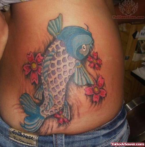 Beautiful Koi Fish Tattoo On Side Rib