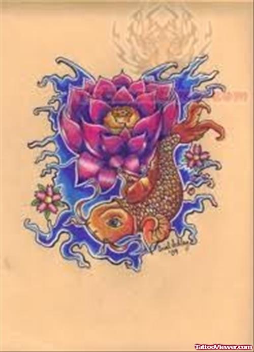 Lotus And Koi Fish Tattoo