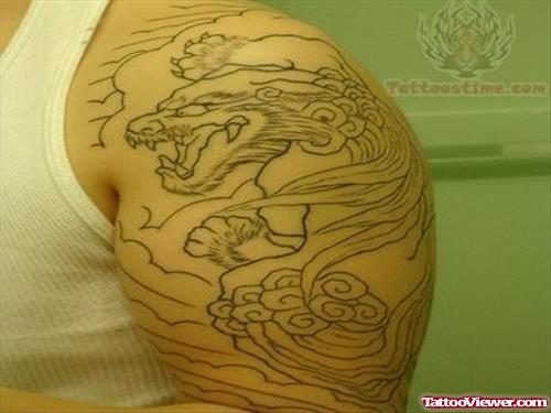 Koi Fish Tattoo Outline On Shoulder