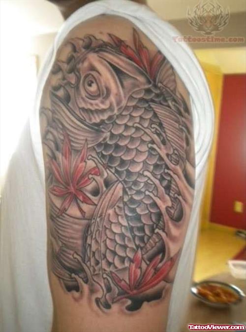 Black and Grey Koi Tattoo