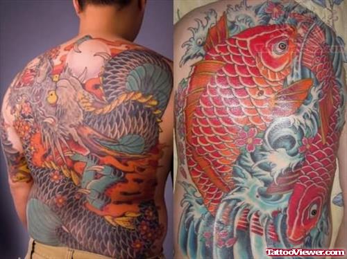 Red Color Koi Fish Tattoo