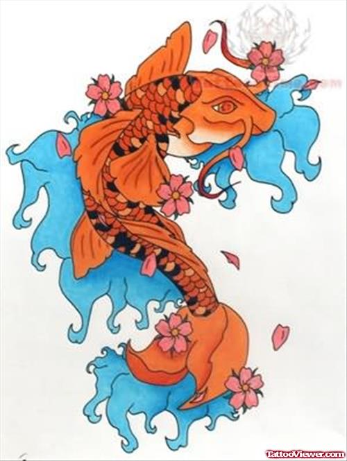 Beautiful Koi Fish Tattoo Design