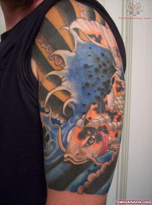 Best Koi Fish Tattoo on Shoulder