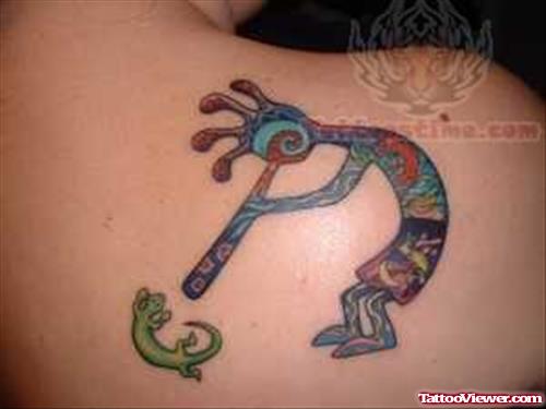 Kokopelli Tattoo On Back Shoulder