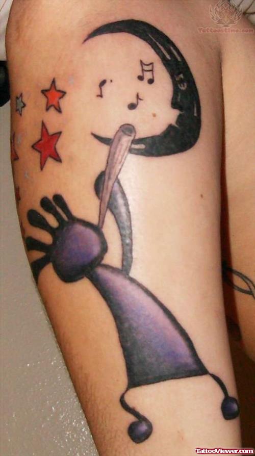 Moon And Stars Kokopelli Tattoo