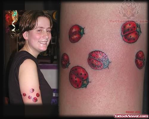 Ladybug Tattoos on Biceps