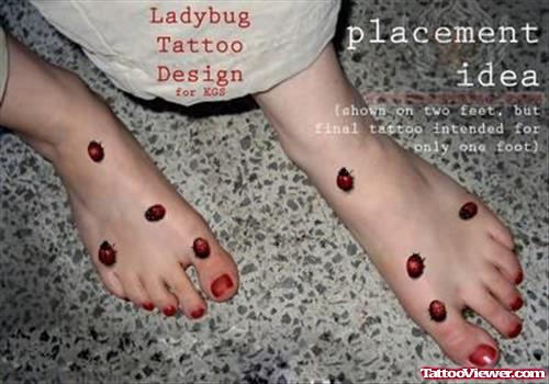 Ladybug Tattoos on Feet