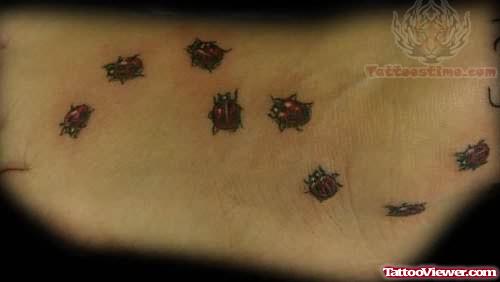 Large Ladybug Tattoo on Foot