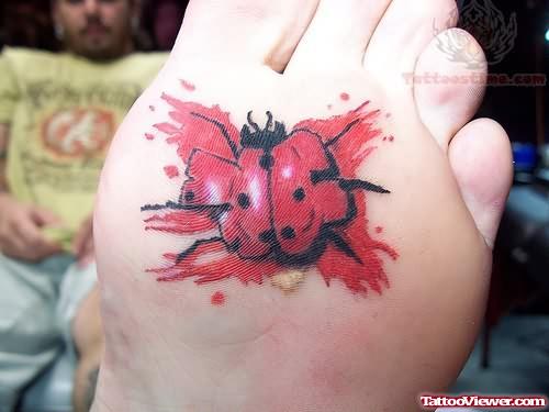 Ladybug Tattoo Under Foot