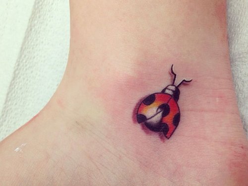 Cool Ladybug Tattoo Design Idea For Ankle