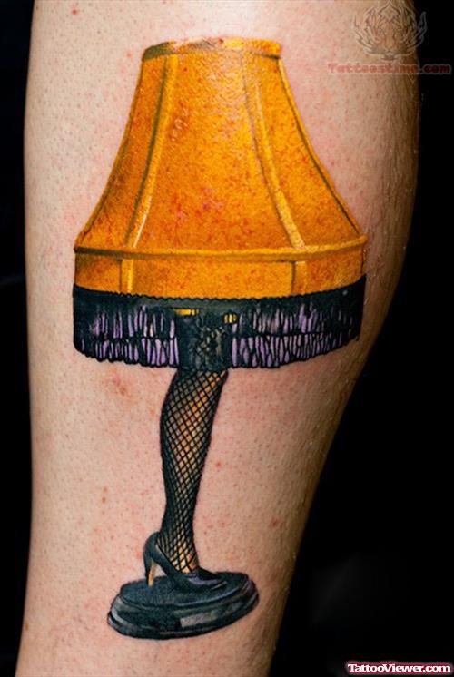 Yellow Ink Leg Lamp Tattoo
