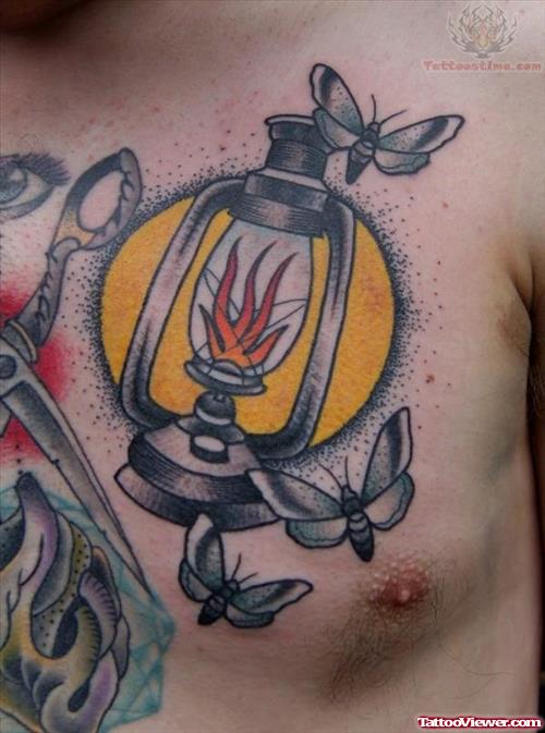 Lamp Tattoo On Chest