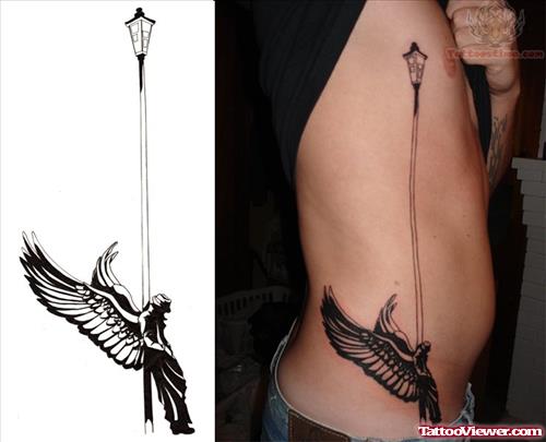 Winged Streetlight Lamp Tattoo