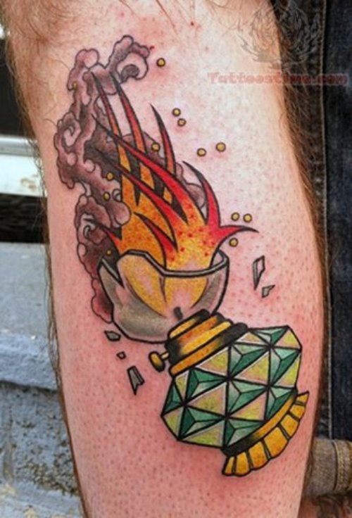 Flaming Lamp Tattoo