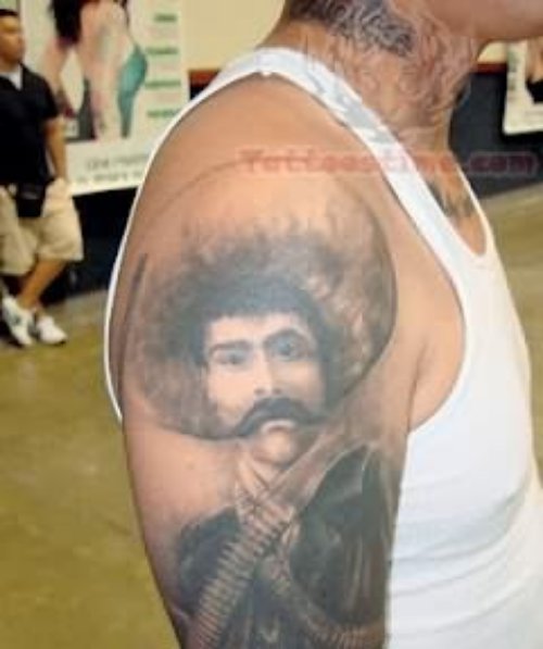 Latino Portrait Tattoo On Shoulder
