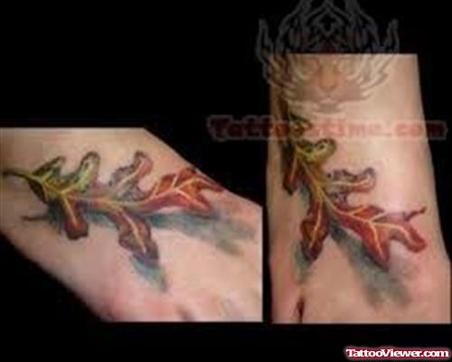 Leaf Tattoos On Foot