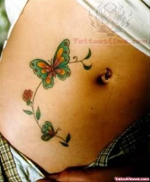 Butterfly And Leaf Tattoo