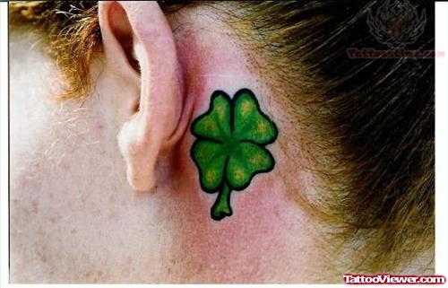 Clover Leaf Tattoo Behind Ear